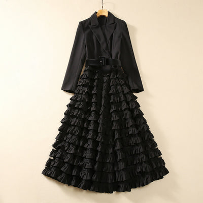 Vestido Swing Elegante con Cuello Superpuesto para Mujer