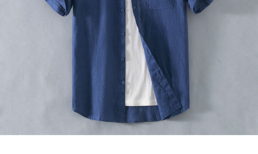 Camisa de Lino Suelta Manga Corta - Comodidad Casual - Image 17