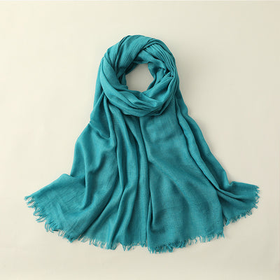 Pañuelo de Algodón y Lino Artístico de Color Sólido para Mujer - Image 21