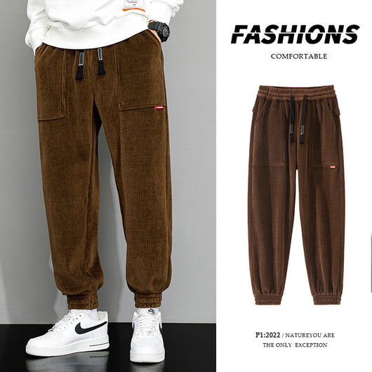 Pantalones Deportivos Anchos de Pana Pesada para Hombre - Image 8
