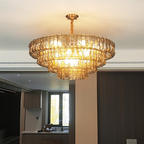 Luminaria de Sala Moderna Estilo Francés con Cristal - Diseño Mid-Century