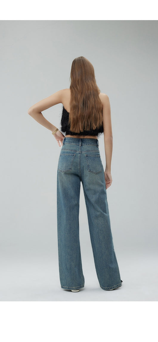 Pantalones Anchos Cintura Alta Estilo Retro con Detalles Rotos para Mujer - Image 14