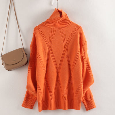 Suéter Cuello Alto Tejido Liso Holgado Casual - Image 12