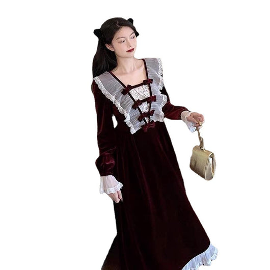 Vestido Retro Francés Vino Midi - Diseño Romántico Fairy - Image 12