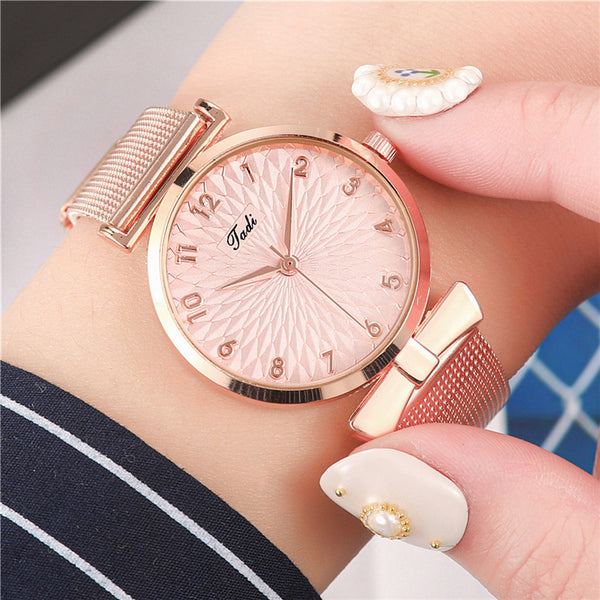 Reloj Digital de Moda Girasol con Moño de Personalidad para Mujer
