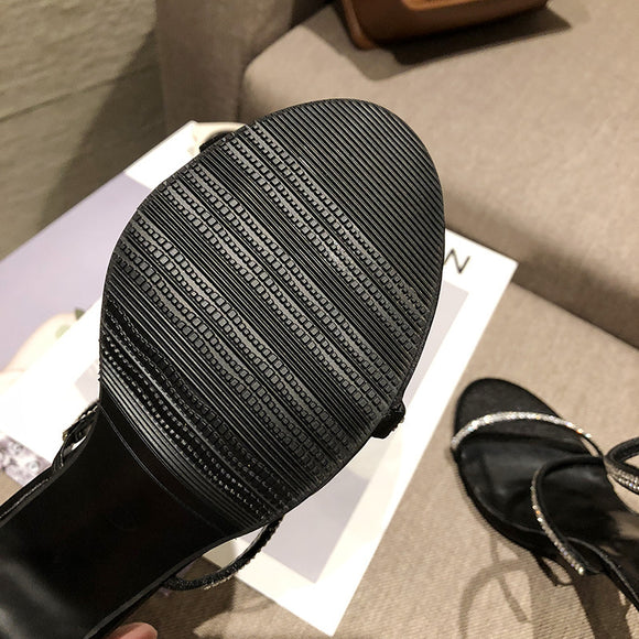 Sandalias Romanas Stiletto con Strass Cruzado - Tacón Ultra Alto Sexy