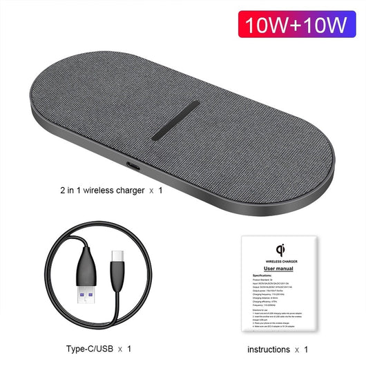 Cargador Inalámbrico Dual 10W - Dos Dispositivos Simultáneamente - Image 3