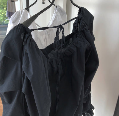 Blusa Blanca Cuello Cuadrado Estilo Coreano - Image 4