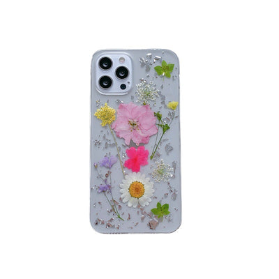 Flores Secas con Lámina de Plata para Fundas Móvil - Diseño Transparente en Resina Epoxi - Image 2