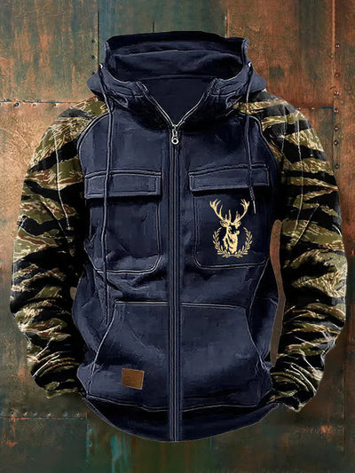 Sudadera Cargo para Hombre con Capucha, Múltiples Bolsillos y Diseño Bicolor - Image 4