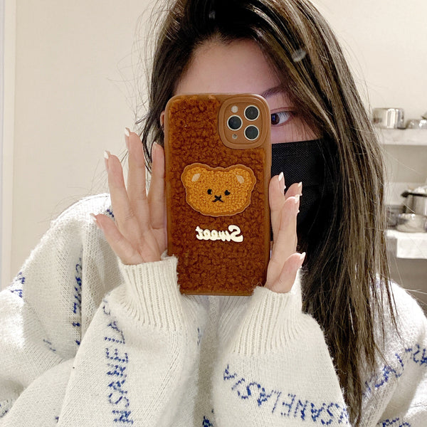 Funda de Celular Oso Peluche 3D Bordado Adorable