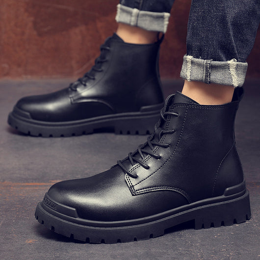 Botas Martin de Cuero Genuino Estilo Retro Británico para Hombre