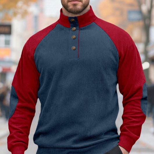 Chamarra Casual Raglan para Hombre - Cuello Alto Suelto Primavera Otoño