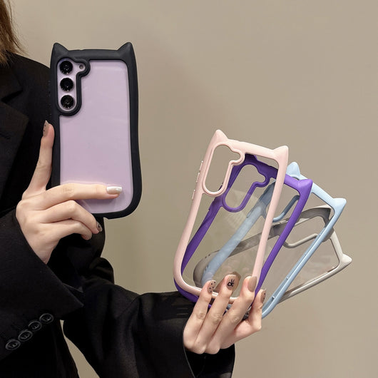 Funda Transparente para Celular con Orejas de Gato - Protección Antigolpes