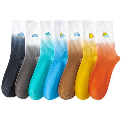 Calcetines Medianos para Mujer con Bordado Tie-Dye Colorido - Image 19