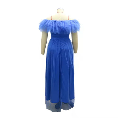 Vestido Elegante de Malla con Abertura Alta para Tallas Grandes - Image 8