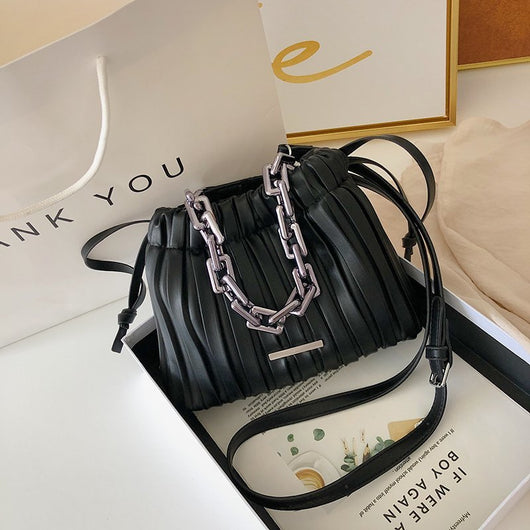 Bolso Bucket Diseñador con Cadena Gruesa y Correa Cruzada - Image 7