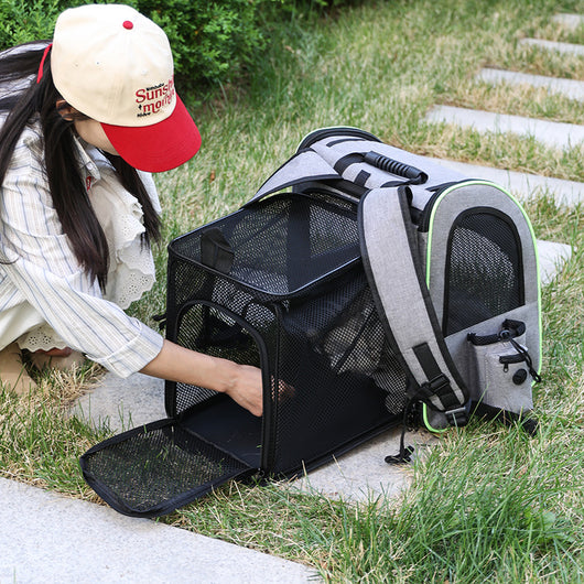 Mochila Transportadora para Gatos con Bolsa Extensible
