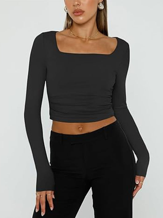 Blusa Manga Larga Entallada para Mujer - Diseño Minimalista - Image 10