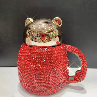 Taza Cerámica Infantil Osito con Tapa y Diseño de Diamantes - Image 4