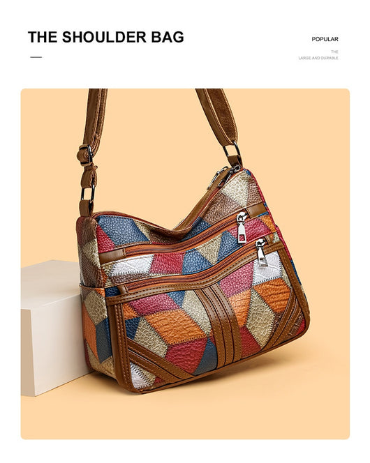 Bolso Bandolera Multicolor con Diseño de Parches Geométricos - Image 13