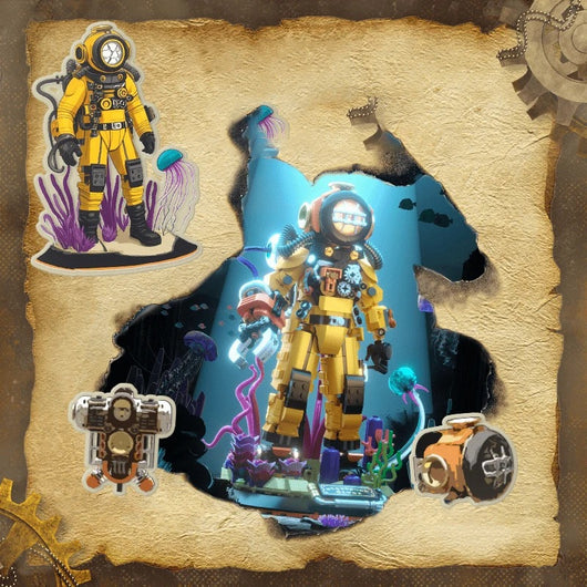 Modelo de Bloques de Construcción Steampunk Buzo - Juguete Armable con Almacenamiento - Image 2