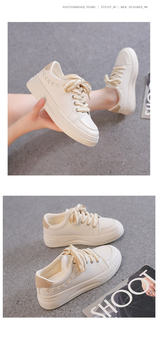 Tenis Deportivos de Plataforma en Cuero para Estudiantes - Comodidad y Estilo Versátil - Image 13