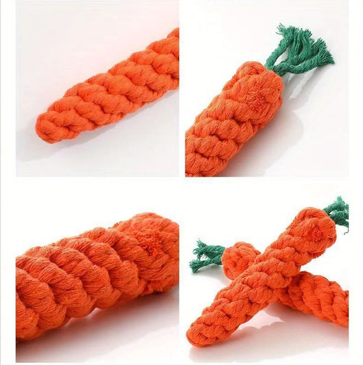 Juguete Masticable para Perros Pequeños con Cuerda de Algodón y Zanahoria - Limpiador de Dientes Interactivo - Image 7