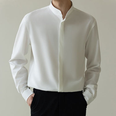 Camisa de Negocios Moderna Hombre Corte Coreano Antimanchas sin Arrugas