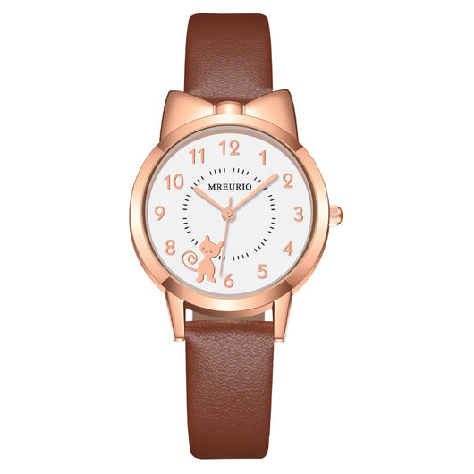 Reloj de Pulsera con Diseño de Gatita Adorable y Moño - Image 3