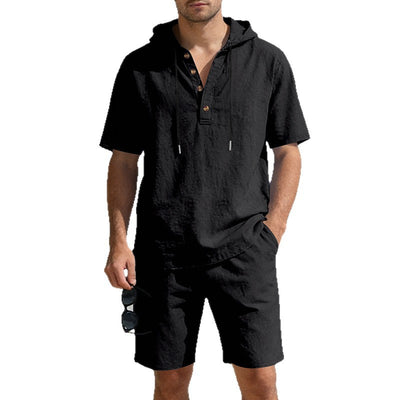 Conjunto Deportivo Holgado de Lino Transpirable con Capucha - Image 5