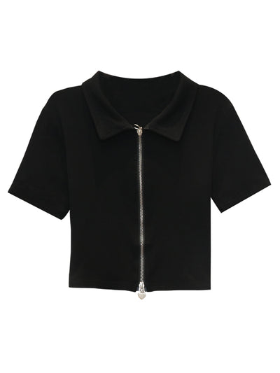 Playera Corta con Cierre Frontal Estilo Casual Moderno - Image 2