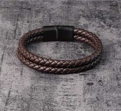 Pulsera de Cuero Multicapa con Aleación para Hombre - Diseño Negro Elegante - Image 13