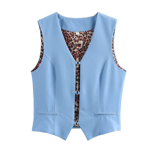 Chaleco Denim Elástico de Color Liso sin Mangas - Versátil y Moderno - Image 20