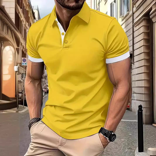 Polo Casual Holgado de Manga Corta Liso para Hombre - Image 2