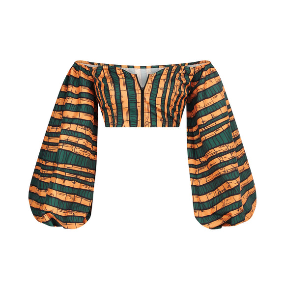 Blusa Estampada Cuello Redondo con Mangas Largas para Mujer