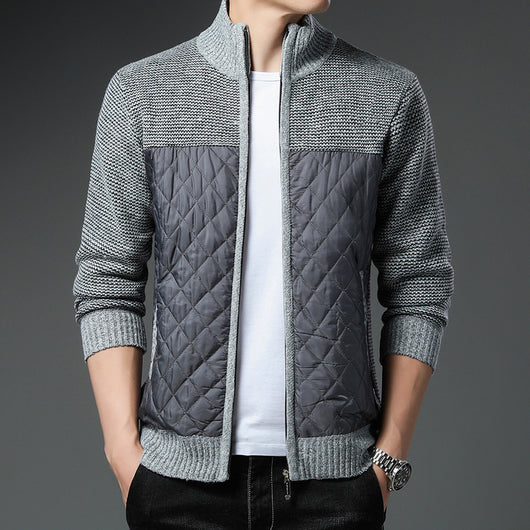 Cardigan Tejido de Invierno para Hombre con Cuello Tipo Mao - Image 9