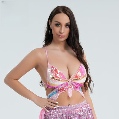 Top Sostén con Lentejuelas y Diseño de Mariposa