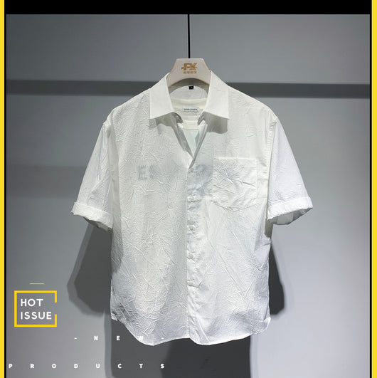 Camisa Suelta Manga Corta Estilo Coreano Japonés para Hombre - Image 9