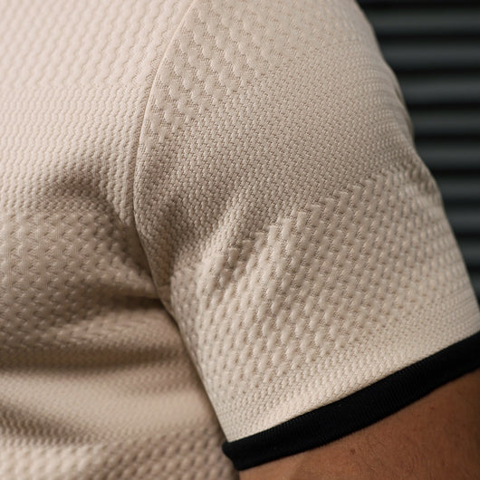 Camisa Manga Corta Jacquard Liso Estilo Europeo Americano para Hombre - Image 4