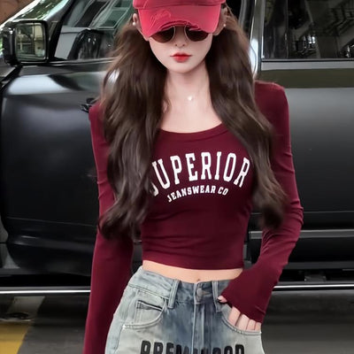 Blusa Corta Ajustada Primavera Otoño - Efecto Moldeador - Image 3