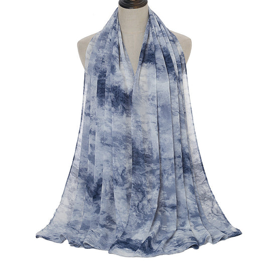 Pañuelo Chifón Estampado Tie-Dye con Perlas - Image 3