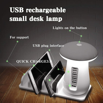 Lámpara Hongo LED 2 en 1 con Cargador USB y Soporte para Dispositivos - Image 5
