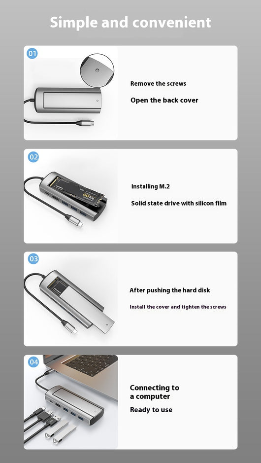 Docking Station USB-C 8 en 1 con Carcasa para Disco Duro SSD - Image 17