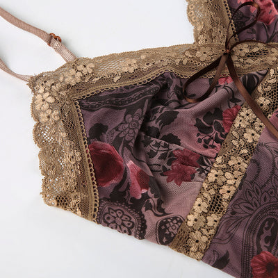Camisola Estampado Flores Retro Americano - Image 9
