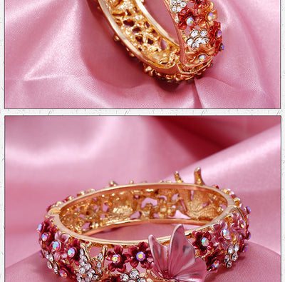 Brazalete Abierto con Mariposas y Flores Pintadas - Image 10
