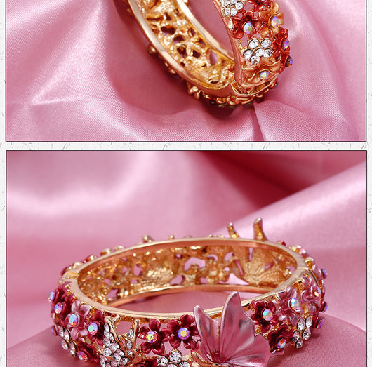 Brazalete Abierto con Mariposas y Flores Pintadas - Image 10