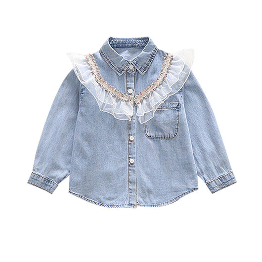 Blusa Infantil Elegante de Manga Larga con Cuello Solapa y Encaje - Image 11