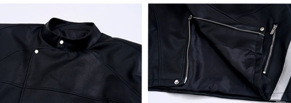 Motorcycle Jacket with Asymmetrical Lapel