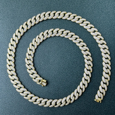 Cadena Cubana de Diamantes Completos Estilo Europeo y Americano